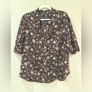 NWOT GAP Women's Dark Brown Floral Blouse